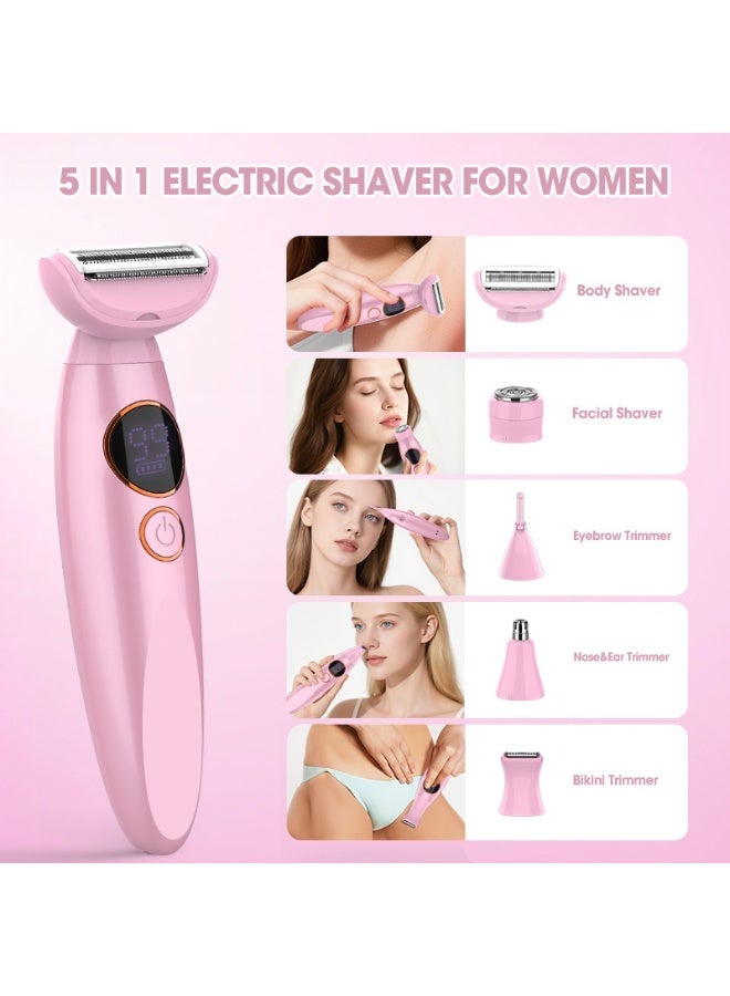 Bolivia's 5 in 1 Facial Hair Remover for Women - Painless Epilator & Shaver for Full Body, Face, Eyebrow & Sensitive Areas -Includes 5 Replacement Heads, LED Light, USB Rechargeable - Image 3